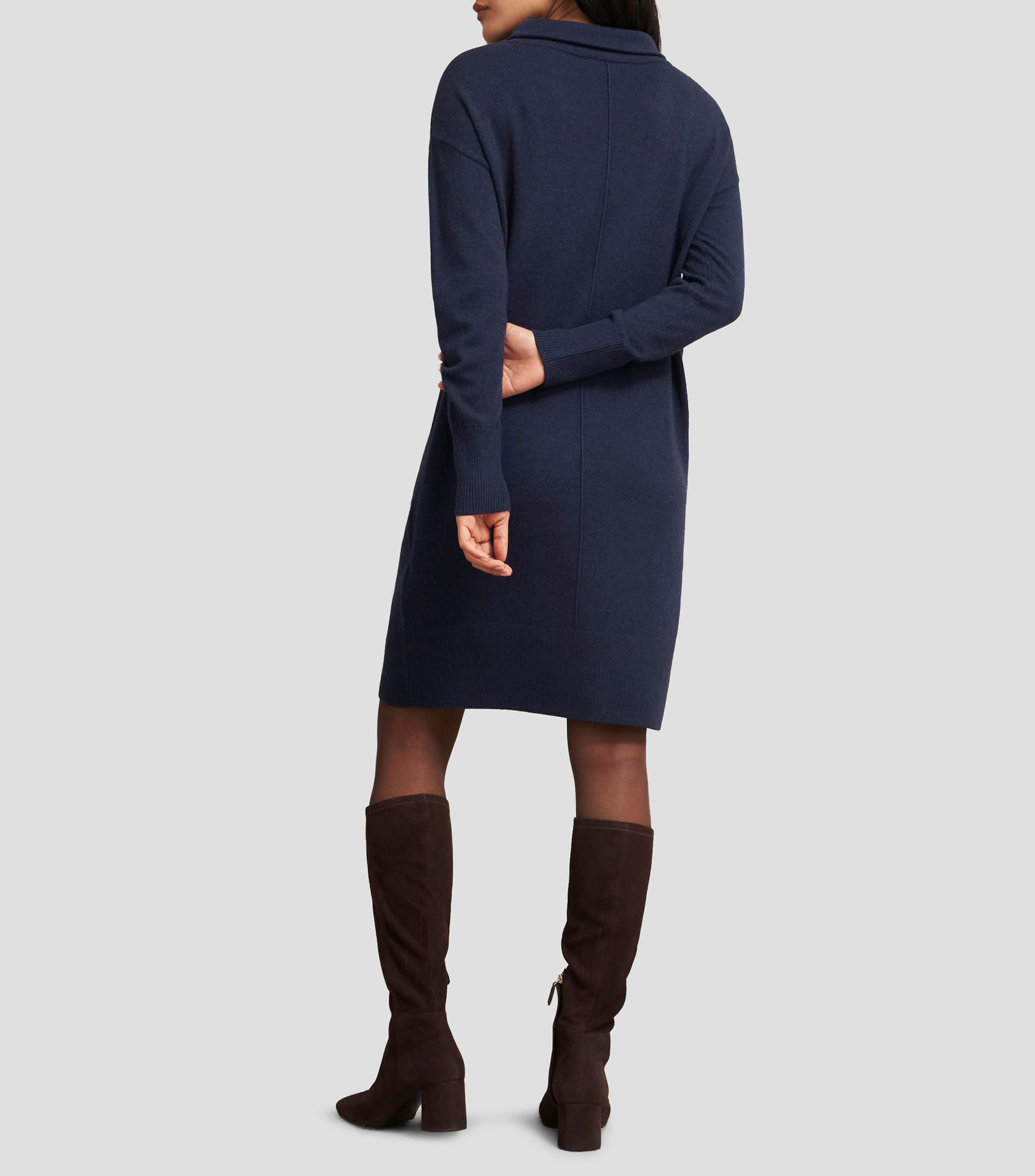 Vestido midi manga larga liso Mujer
